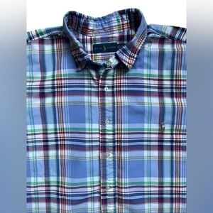 POLO RALPH LAUREN MEN'S NAVY GREEN LONG SLEEVE PLAID OXFORD SHIRT size 2XB.